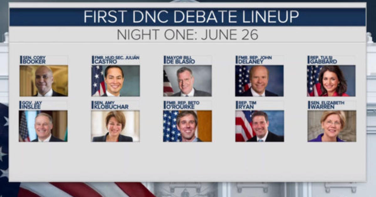 DNC unveils matchup of candidates for first primary debate CBS News
