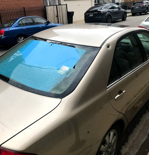 Car Back Window Damaged 
