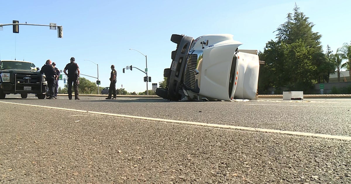 Speeding Big Rig Overturns, Blocks Sunrise Boulevard In Rancho Cordova