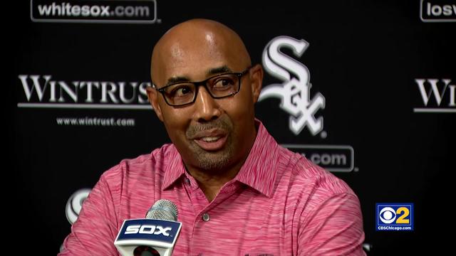 Former professional baseball player Harold Baines talks to the media about  being elected to the Hall of Fame and the upcoming ceremonies during a news  conference, Tuesday, July 2, 2019, at Guaranteed