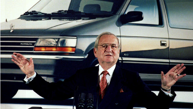 FILE PHOTO: Former Chrysler Chairman Iacocca is seen during a Chrysler briefing on earnings 