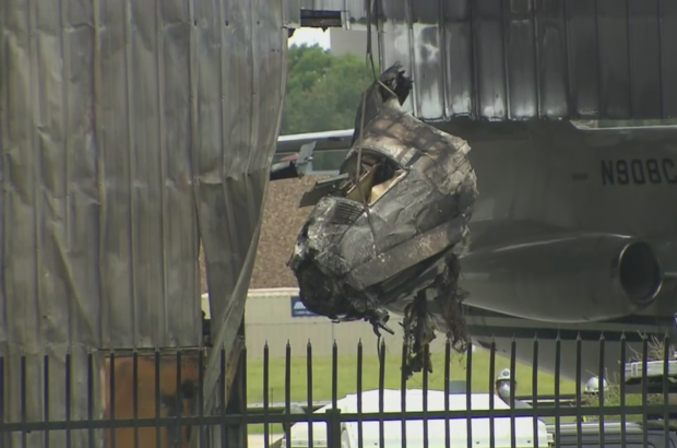 Plane wreckage at Addison Airport 