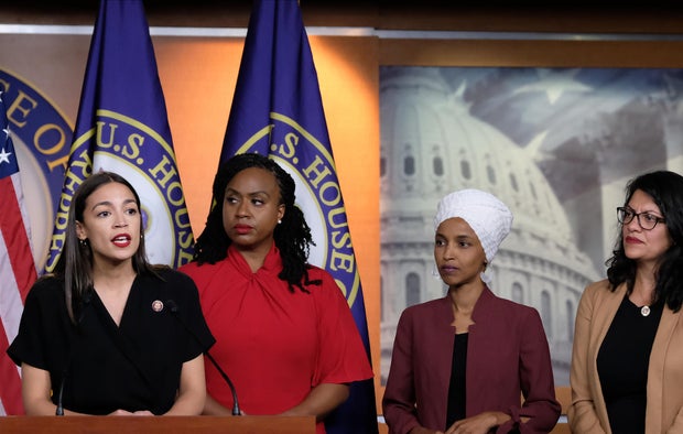 Congresswomen Ocasio-Cortez, Tlaib, Omar, And Pressley Hold News Conference After President Trump Attacks Them On Twitter