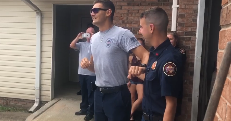 Colorblind firefighter Spencer Caradine overcome with emotion from ...
