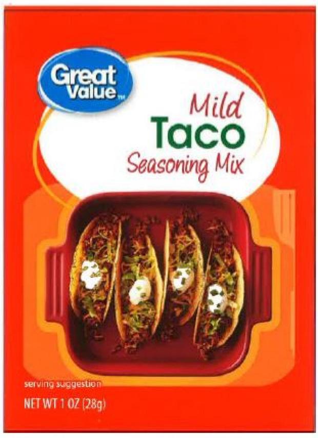 Great Value Mild Taco Seasoning, Net Wt. 1 oz, front label 