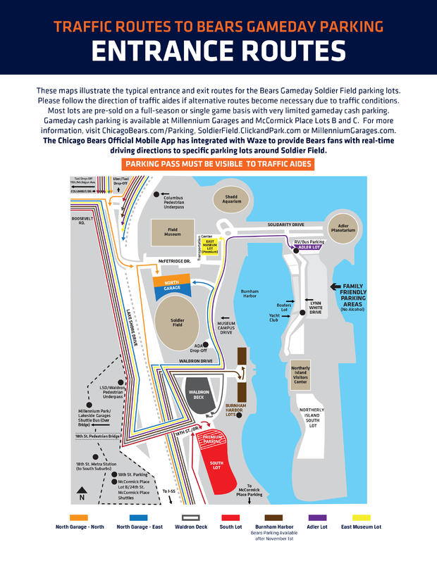Chicago Bears Parking Map 