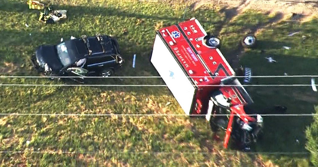 Ambulance Transporting Patient Rolls Over In Falmouth Crash - CBS Boston