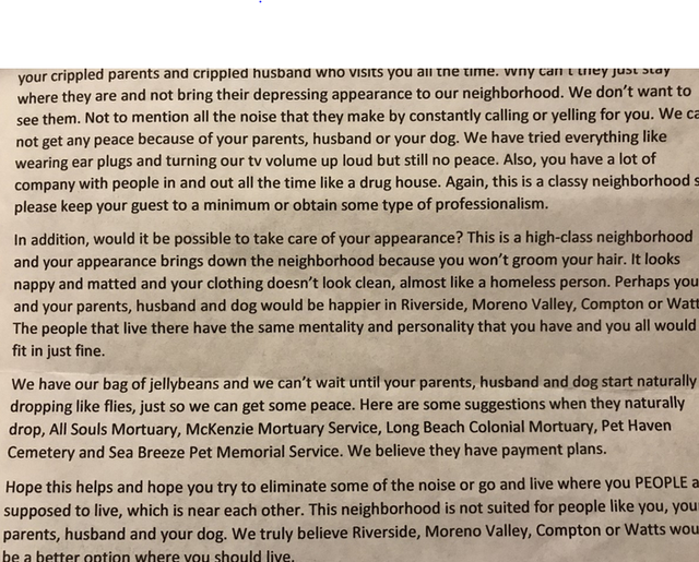 Excerpt Racist Letter 