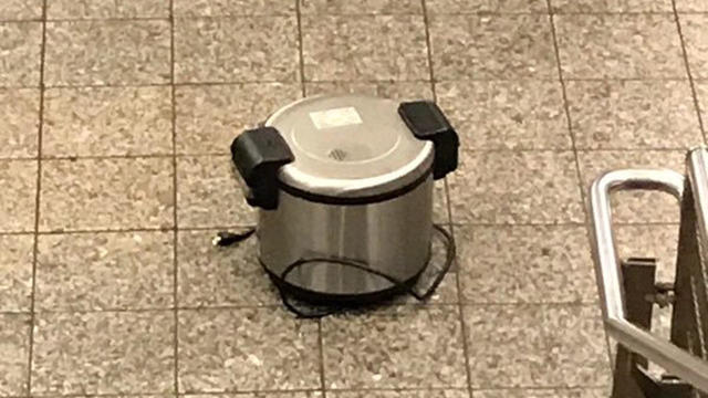 ​A suspicious device that caused the evacuation of a New York City subway station is seen in a picture distributed by the New York Police Department Aug. 16, 2019. 