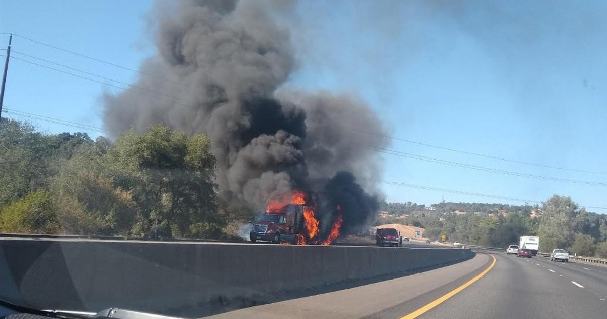 2 Lanes Closed On I-80 After Big Rig Carrying Meat Is Engulfed In ...