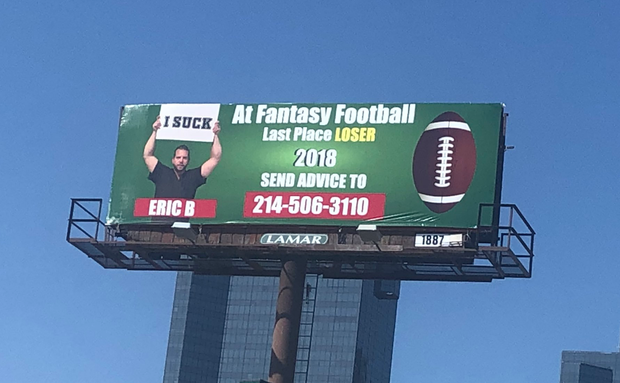 Fantasy Football loser billboard 