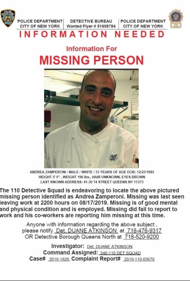 Cipriani chef missing flyer 