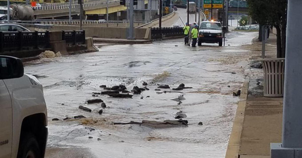 Water Main Break Floods Busy Downtown Intersection, Roads Shut Down ...