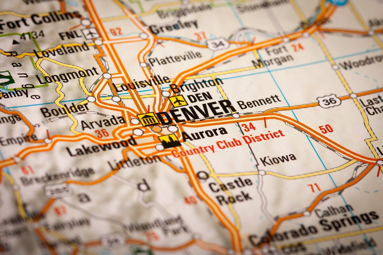 Colorado Road Map Denver Aurora 