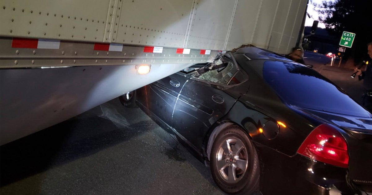 Car Crashes Into Big Rig, Gets Dragged On I-80 In Placer County - CBS ...