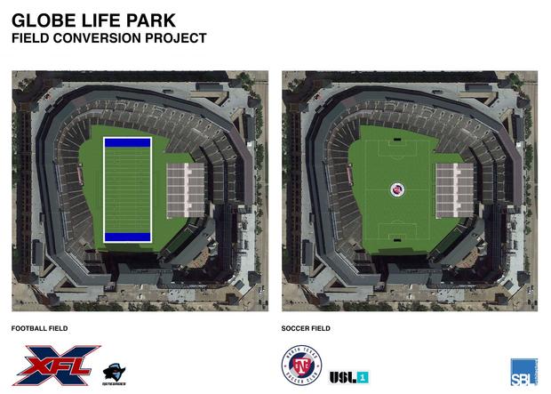 Aerial views of new Globe Life Park configurations 