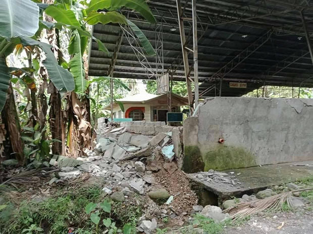 A damaged local town hall is seen in Mabini, Davao Del Sur, Philippines after a magnitude 6.6 earthquake struck 