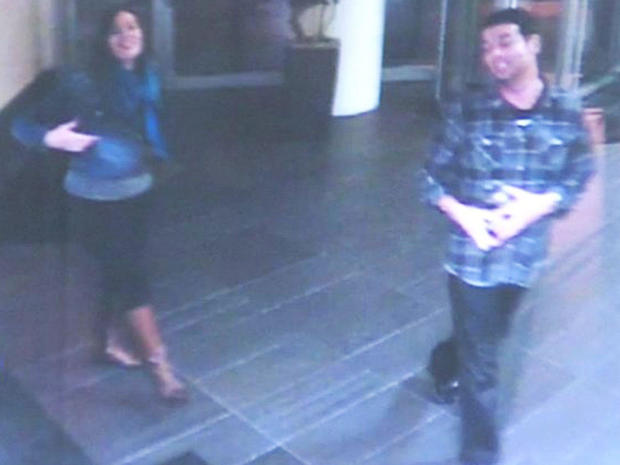 Kelly Dwyer and Kris Zocco on security camera 