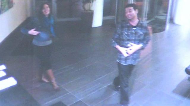 Kelly Dwyer and Kris Zocco on security camera 