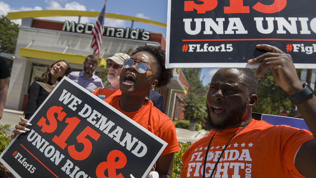 McDonald's Workers Strike For Higher Wages In Fort Lauderdale 