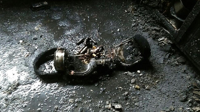 Charred remains of hoverboard 