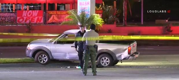 Man Killed By Deputies After Pursuit Of Stolen Pickup Truck Ends In Crash Into San Bernardino Gas Station 