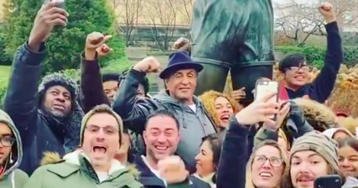 Rocky statue gets visit from Sylvester Stallone