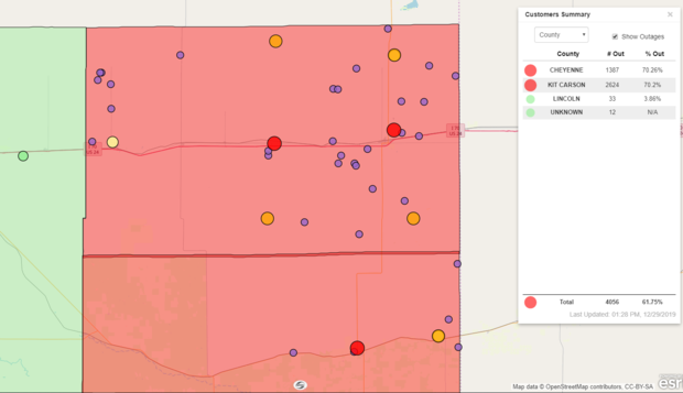 Eastern Plains Outage (map from K-C Electric website) 