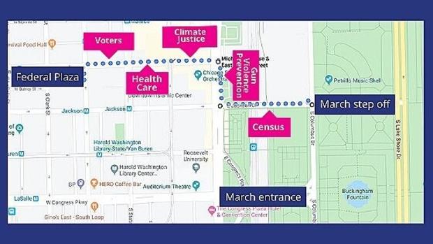 Women's March Chicago 2020 Map 