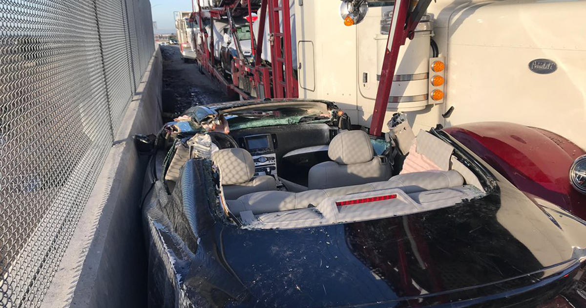 Firefighters Cut Driver Out Of Car That Got Lodged Between Big Rig, Wall In  I-80 Crash - CBS Sacramento