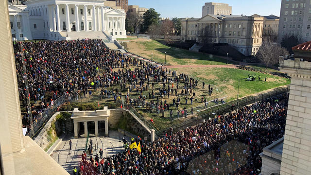 Demonstrators are seen during a pro-gun rally January 20, 2020, in Richmond, Virginia. 