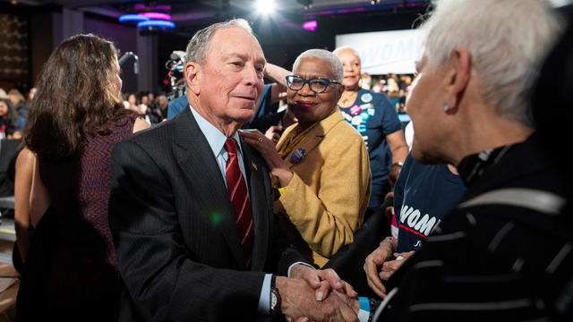 Democratic U.S. presidential candidate Mike Bloomberg greets supporters at the end of his campaign event "Women for Mike" in the Manhattan borough of New York City 