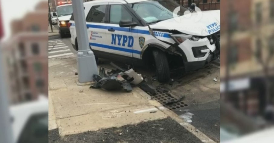 NYPD Police Cruiser Crash Leaves 5 Hurt, Car Overturned In Astoria ...