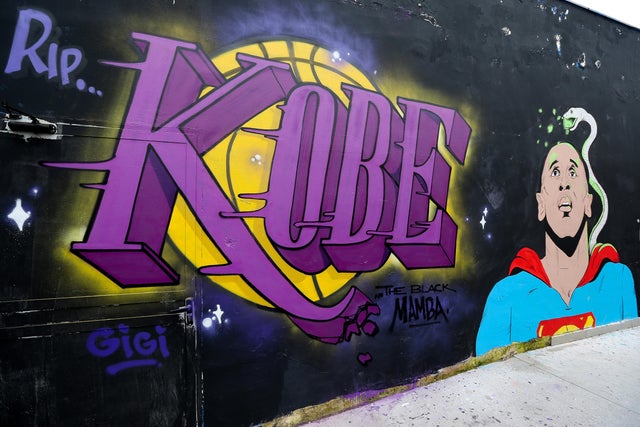 A view of a mural dedicated to the basketball player, Kobe 
