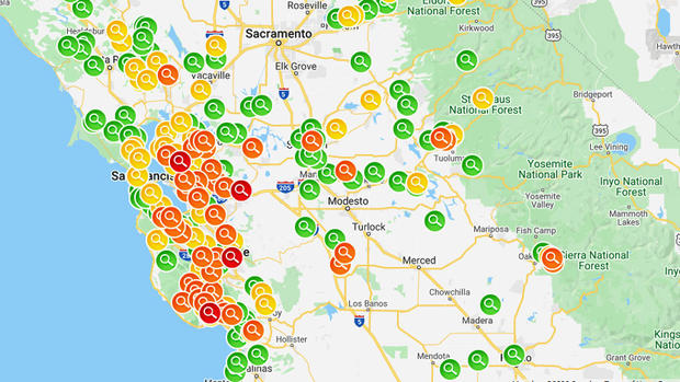 PG&amp;E Power Outages Google Map 