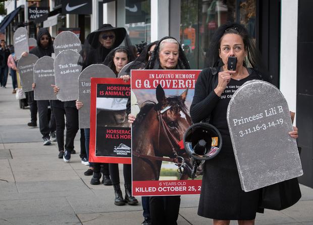 horse racing Santa Anita protest 