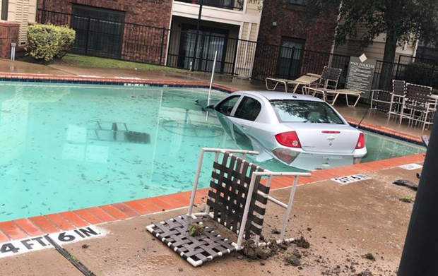 Car in pool 