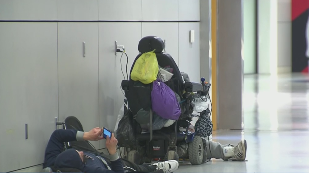 Homeless sleep at DFW Airport when it's bitter cold outside 