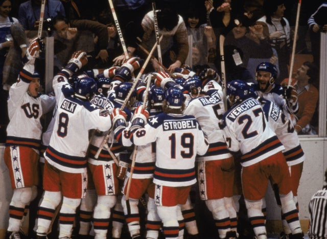 Team USA celebrates "the Miracle on Ice"