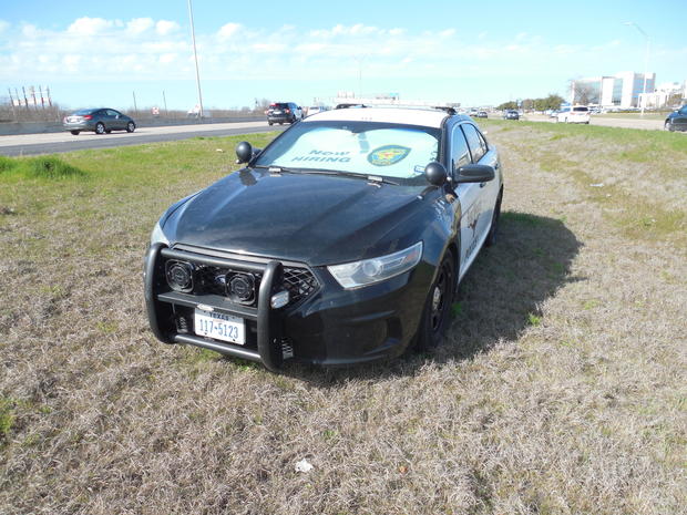 Fort Worth Police cruiser with bullet holes 