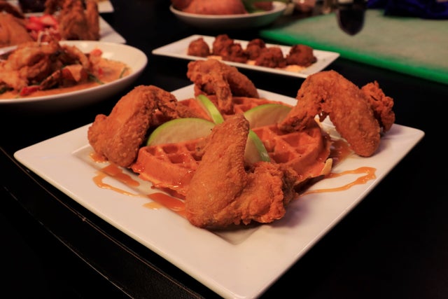 Caramel Apple Infused Chicken and Waffles