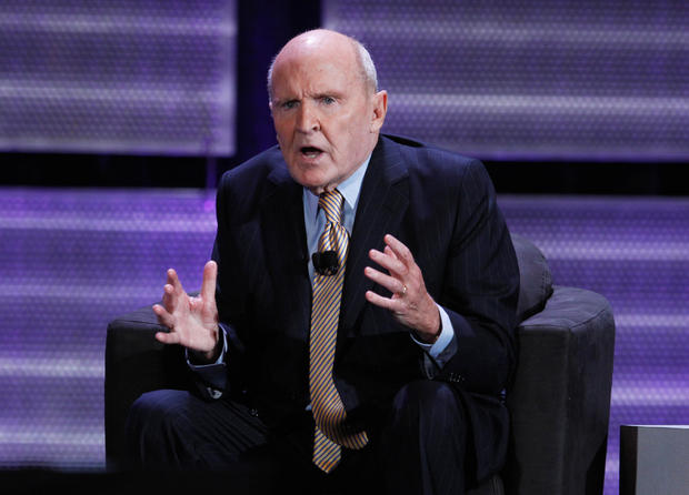 FILE PHOTO: Former CEO of General Electric, Jack Welch, speaks during the World Business Forum in New York 