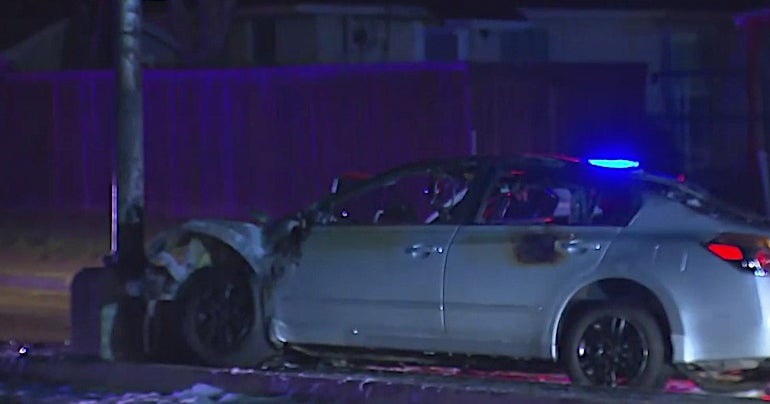 2 Dead After Car Crashes Along Dallas Street & Bursts Into Flames - CBS ...