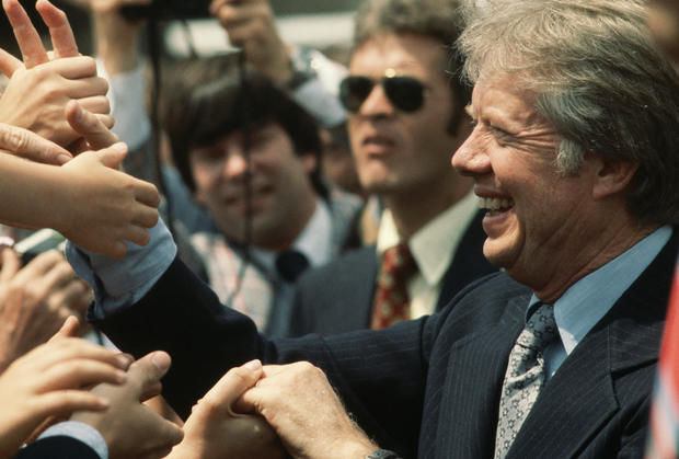 President Carter Greeting Airport Crowd 