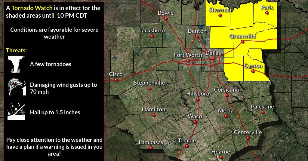 National Weather Service Issues Tornado Watch For 11 North Texas ...