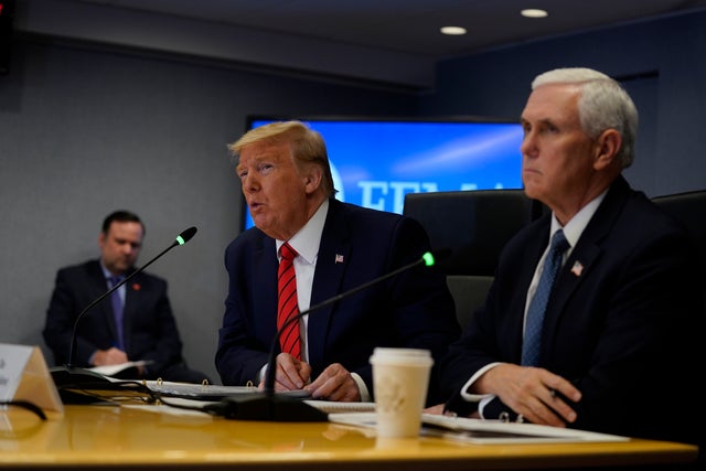 President Donald Trump and Vice President Mike Pence Visit The Federal Emergency Management Agency Headquarters 