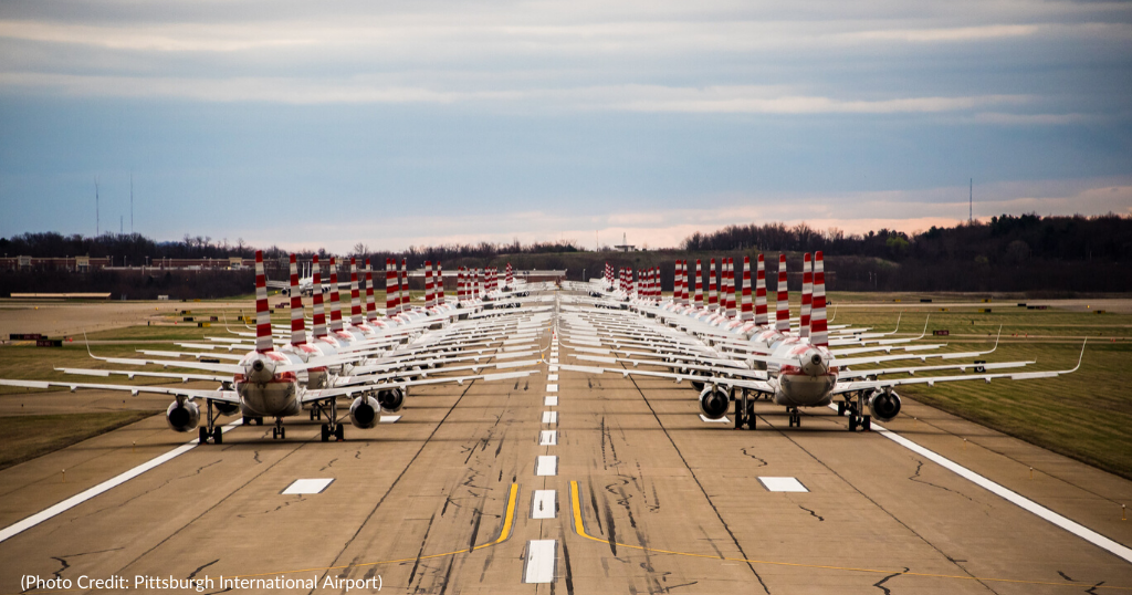 Coronavirus In Pittsburgh Nearly 100 Grounded Planes Park At Pittsburgh International Airport