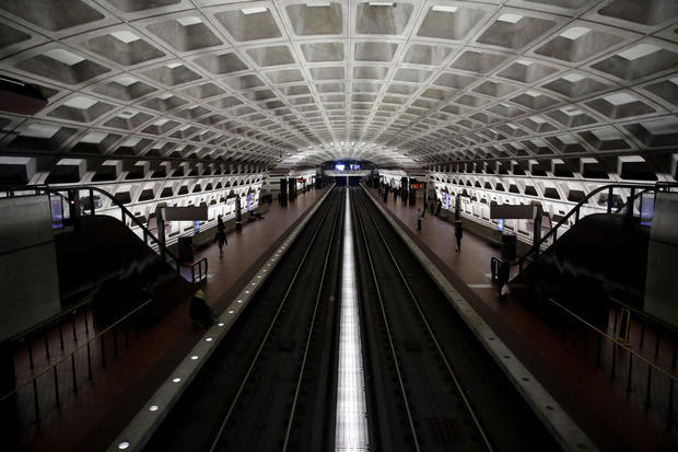 Washington D.C. Street and Metro station is shown nearly empty 