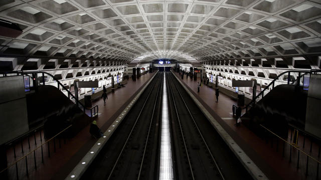 Washington D.C. Street and Metro station is shown nearly empty 