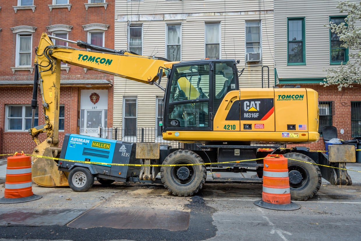 Heavy machinery left  on he street. After a strong public 